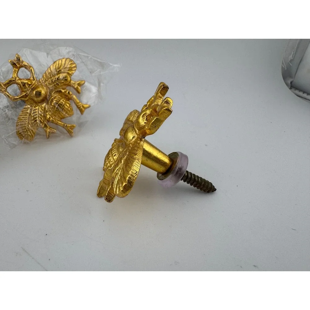 Gold Tone Bee Drawer Knobs‎ Cabinet Pulls Set of 3 Decorative Hardware